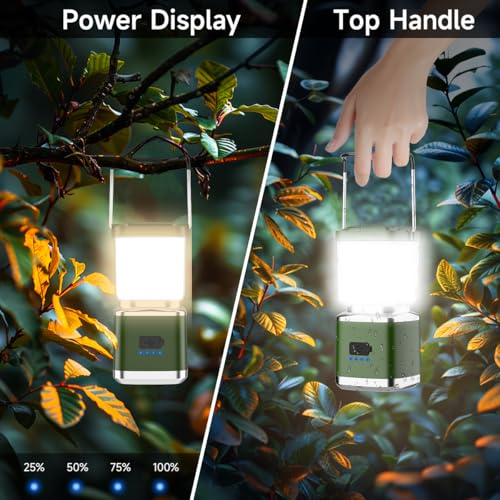 LED Camping Lantern, High Lumens Camping Light Rechargeable with 4 Light Modes, Waterproof, Camping Essentials, Mini Lantern Flashlight for Camping, Hurricane, Emergency, Hiking, Power Outages, 10pc - size: Dark Green-10 PACK