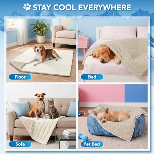 PetAmi Dog Cooling Mat, Q-Max Pet Cooling Blanket with Thick Cushioning, Self Cooling Pad for Dogs & Cats, Reversible Summer Mat for Crate, Couch, Kennel, Taupe/Beige, Medium (29x40) - color: Taupe/Beige, size: Medium (29x40)