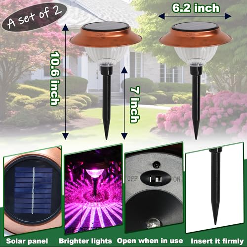 Solar Lights Outdoor 2 Pack Waterproof Solar Christmas Lights Outdoor Multiple Colors LED Iron Stake for Pathway Yard Garden Driveway Outside Decor - color: Bronze Path Light