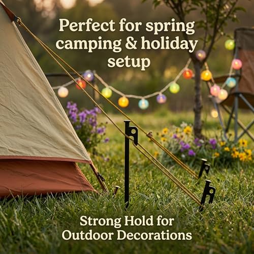 12 Inch Heavy Duty Tent Stakes 10 Pack, Steel Ground Stakes for Camping, Trampoline, Canopy, Tarp and Garden Anchoring, Rust Resistant Outdoor Pegs - size: 30cm/11.81in