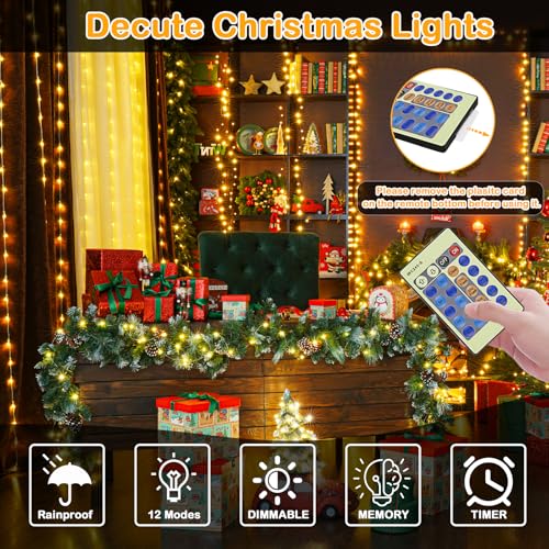 Decute 500LED 164FT Christmas Tree String Lights Green Wire Dimmable with Remote Control, UL Listed Plug in Fairy Starry Lights Decorative for Christmas Tree Party Wedding Indoor Outdoor Warm White - color: GN Warm White, size: 500LED