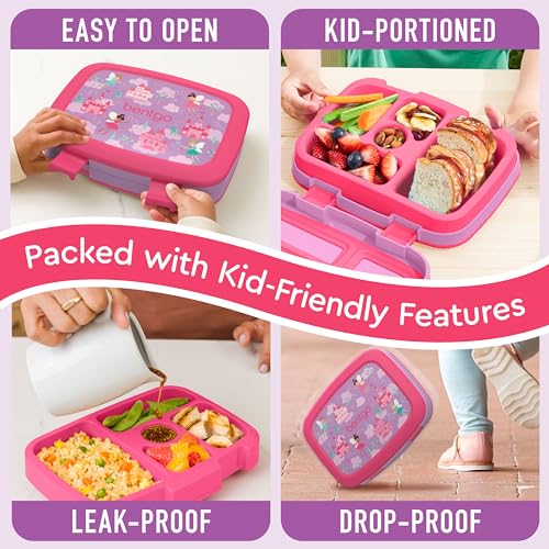 Bentgo Kids Prints Leak-Proof, 5-Compartment Bento-Style Kids Lunch Box - Ideal Portion Sizes for Ages 3-7, Durable, Drop-Proof, Dishwasher Safe, & PFAS & BPA-Free Materials (Fairies) - color: Fairies