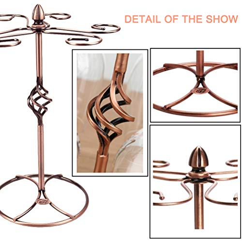 QPIX DIGITAL Wine Glass Rack, Bronze, Elegant Countertop Stemware Storage with 6 Hooks, Easy Assembly, Durable, 11"W x 11"L x 6"H - color: Bronze, size: 11"x 6"-6 Holders