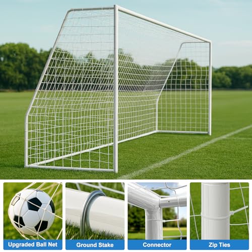 MOPHOTO Soccer Goal, 6X4/8x6/10x6.5/12x6/16x7/18.5x6.5/21x7/24x8ft Soccer Goals for Backyard, Full Size Soccer Goal for Teens & Adults Training - size: 24x8FT, style: Alloy Steel