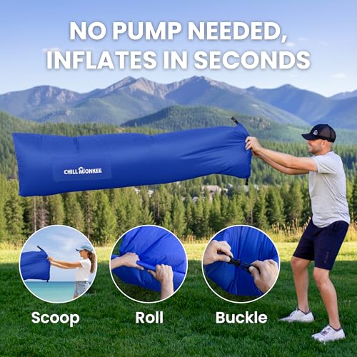 Portable Inflatable Lounger for Beach & Camping – Self-Inflating Air Couch, Beach Sofa, and Outdoor Lounge Chair for Relaxation and Comfort - color: Royal Blue