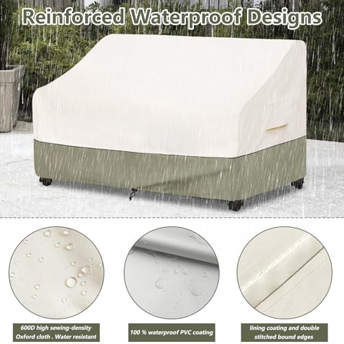 Bitubi Waterproof Patio Sofa Cover, Heavy Duty 3-Seater Outdoor Couch Cover Size Up to 85W x 38D x 35H Inches, Lawn Patio Furniture Covers with Air Vent (Beige) - color: Sofa-beige, size: 85"W x 38"D x 35"H