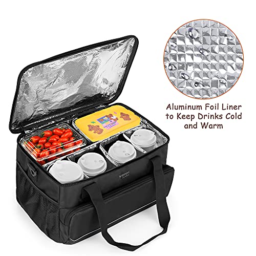 Trunab Reusable 8 Cups Drink Carrier for Delivery with Adjustable Dividers, Handle with Carrying Strap Tote Holder Insulated Bag for Beverages,Food Take Out,Outdoors - color: Black, size: 8-Cups