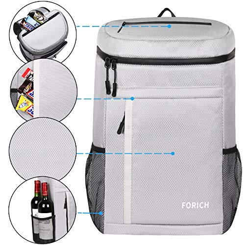 FORICH Soft Cooler Backpack Insulated Waterproof Backpack Cooler Bag Leak Proof Portable Small Cooler Backpacks to Work Lunch Travel Beach Camping Hiking Picnic Fishing Beer for Men Women - color: Y - Gray