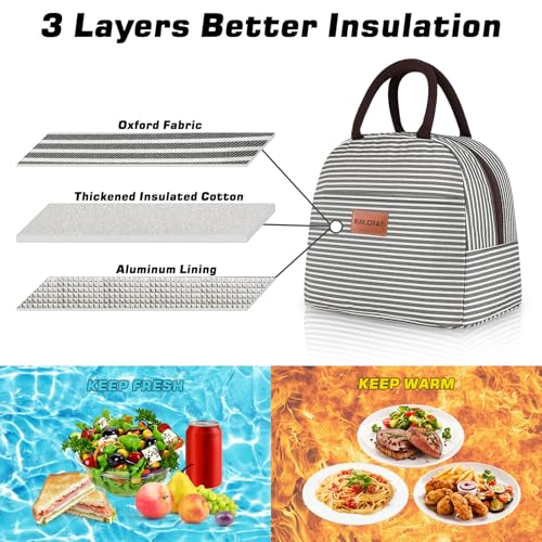 BALORAY Lunch Bag for Women Men Insulated Lunch Box for Adult Reusable Lunch Tote Bag for Work, Picnic or Travel(Black White Stripes) - color: Black white stripes, size: M