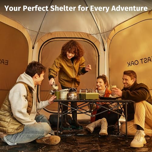 East Oak 6×6 FT Pop Up Canopy Tent with Mesh | Outdoor Screen House with 4 Sunshades | Instant Canopy with Portable Carry Bag | Gazebo Tent for Camping, Patio, and Beach | Beige - size: 6*6 Ft