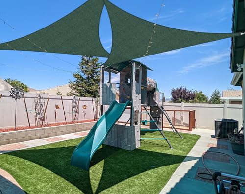 Coarbor 3' x 3' x 3' Sun Shade Sail Canopy Sunshade Outdoor Heavy Duty Triangle Fabric Cloth Screen for Patio Garden Yard Deck Pergola Canopy (Green) - color: Green, size: 3'x3'x3'