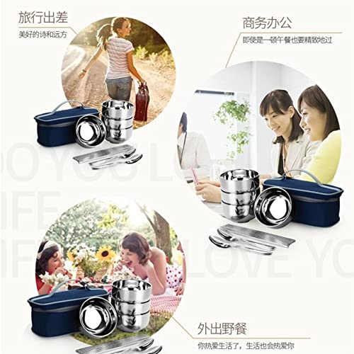 JSEIAJB Picnic Tourist Tableware Set Camping Stainless Steel Cutlery Bowl Chopsticks Spoon Suit Bag Outdoor Travel Hiking Accessories