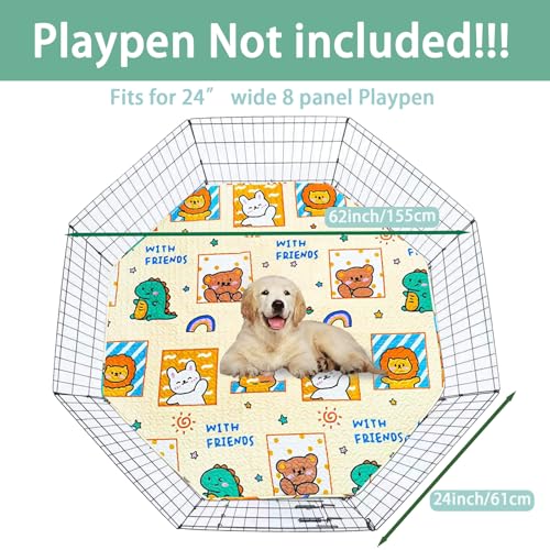 Dog Playpen Urine Pad Dog Pee Pads Puppy Mats,Fits 24 Inch 8 Panels Regular Octagon Pet Fence [PLAYPEN Not Included] Reusable Washable Whelping Pet Mattress Pad Puppy Training Pads for Crate, Kennel - color: Jwxqs, size: Fits 24"x 8 Panels Dog Playpen