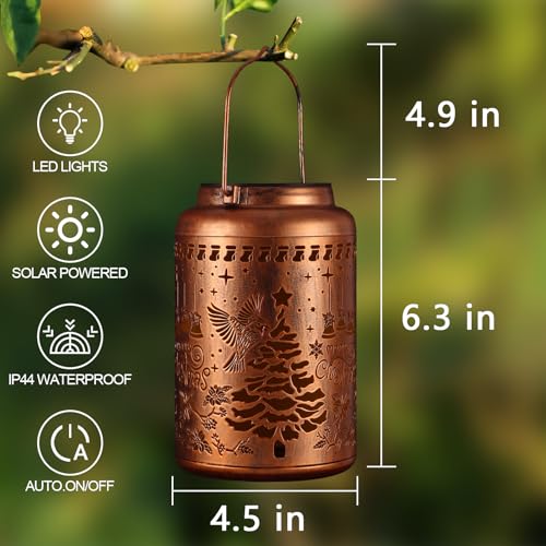 Solar Lanterns Outdoor Waterproof Garden Decor Birthday Gifts for Women Mom Grandma Hanging Lights Metal Decoration Outside for Yard, Patio,Backyard( Red Bird) - style: A-Red Bird