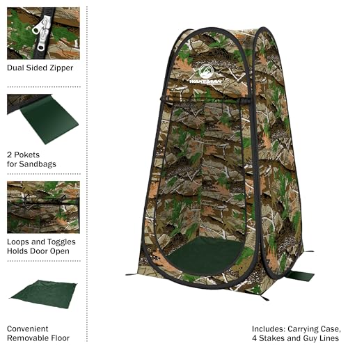 Wakeman Pop Up Changing Tent, 3.3 x 3.3 x 6.2ft, Camping Shower Tent for Portable Toilet Stall or Dressing Room with Carry Bag for Camping, Beach, or Tailgate, Polyester - color: Camo