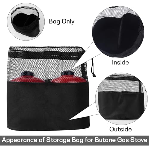 2-Pack 1LB Padded Propane Cylinder Storage Bag, Oxford Fabric Gas Tank Protective Bag, Mesh & Drawstring Design Mini Fuel Cylinder Organizer for Outdoor Camping, Hiking & RV Trips