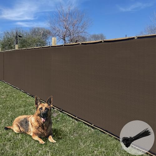 E&K Sunrise 6' x 20' Privacy Fence Screen with Grommets, Outdoor Windscreen Fence Covering Privacy Screen UV Blockage for Backyard Garden Patio, Zip Ties Included (Brown) - color: Brown, size: 0 6' x 20'