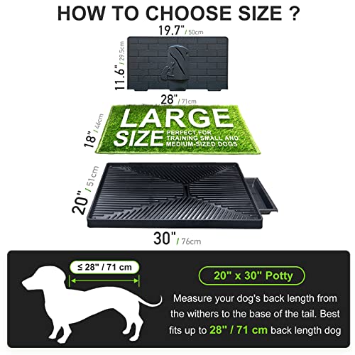 Hompet Dog Potty for Indoor or Porch, 2 Pcs Artificial Grass Training Pads with Pee Baffle, Reusable, Alternative to Puppy Pads, Portable Dog Litter Box for Small/Medium Dogs
