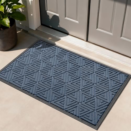 Yimobra Large Door Mat 47x32, All-Weather Waterproof Non-Slip Welcome Matt Outdoor, Heavy Duty Non Slip Doormat for Entryway for Patio and Garage Indoor, Easy Clean, Blue - color: Blue, size: 47x32 Inch
