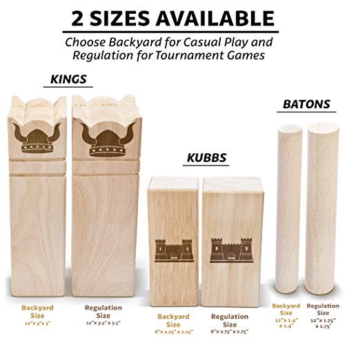 GoSports Kubb Yard Game Set - Choose Regulation or Backyard - Kuub Viking Chess Outdoor Game - style: Backyard Size