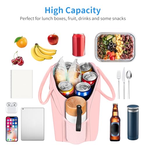 DALINDA Lunch Bag Lunch Box for Women Men Reusable Insulated Lunch Bags for Adults,Leakproof Cute Cooler Lunch Tote Bag,Large Capacity for Work Travel Picnic, PINK - color: Pink, size: Oxford cloth