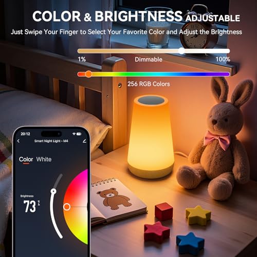 Auxmir Smart Night Light, Dimmable Nursery Table Lamp for Baby Work with App/Voice Control, LED Lamp with Music Sync and 100+ Scene Modes, Bedside Timer Lamp for Bedroom Living Room Sleep Aid(Corded) - color: Brown-APP Version