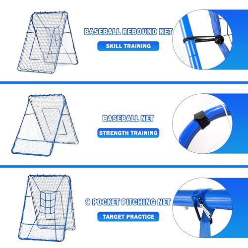 Volleyball Baseball Rebounder Net, Softball Rebounder Pitchback Net Quick Adjustments, Quick Adjustments Lacrosse Bounce Back Practice Equipment, Ideal for Outdoor Indoor and Backyard Training - size: 6FTx4FT, style: Three Mode Baseball Net