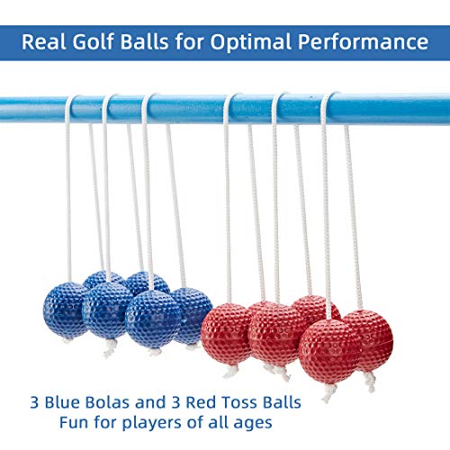 ApudArmis Ladder Bolas Balls, 6 Pack Real Golf Tossing Ball Replacement for Ladder Toss Game - Outdoor Lawn Yard Beach Game for Teens Adults Family (3 Red + 3 Blue)
