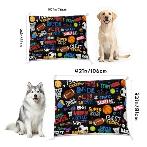 Nttopship Dog Cat Bed Mat Ultra Soft Fluffy Pet Bed Washable Fashion Dog Crate Beds Comfy Comfy Pet Sleeping Pad Suitable for Pet Raised Bed(30"x26",Ball Game) - color: Ball Game, size: Medium
