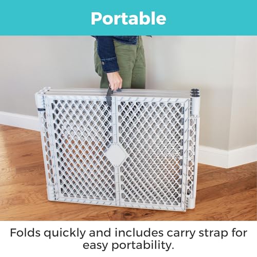 Toddleroo by North States - Superyard Duo Extra Wide Baby Gate & Play Yard: 6 Panel Playpen - Included Wall Mount Kit - Made in USA - 38.5 to 201 Inches W - 26 Inches T - Light Gray - color: Light Gray, size: 26 Inch