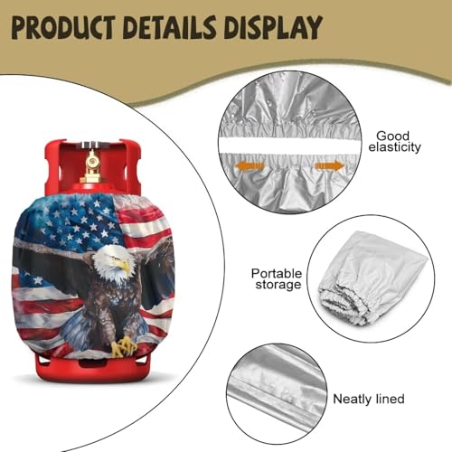 American Eagle Propane Tank Cover Fits Standard 20 lb Tank Cylinde Travel Trailer Propane Covers with Elastic Slip in Gas Cover Water & Wear-Resistant for Outdoor and Indoor Use - color: American Eagle