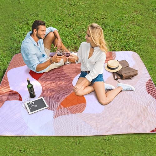 Whale Flotilla Extra Large Waterproof Picnic Blankets 60"x80", Foldable Lightweight Outdoor Blanket for Camping, Hiking, Traveling, Soft Portable Easy to Clean Picnic Mat for Beach Grass Park, Brown - color: Brown