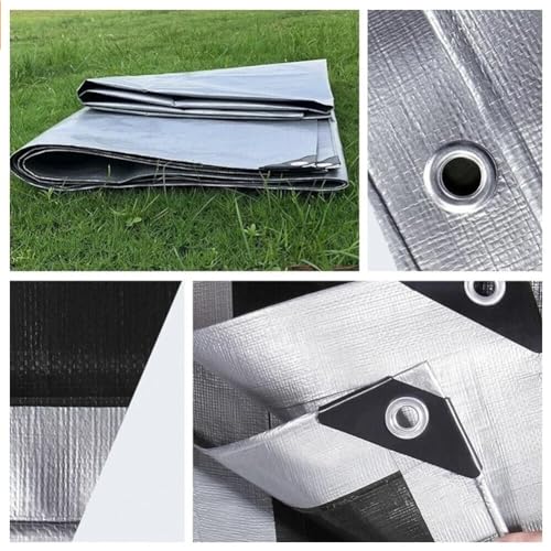 20 x 40ft Tarps Heavy Duty Thick Waterproof, Poly Canopy Silver + Black Tent Shelter Cover, 16 Mil Tarpaulin Shade, Rip and Tear Proof, UV Resistant Tarpaulin with Grommets and Reinforced Edges - color: Silver+black（16mil）, size: 20 x 40ft