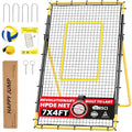 Happy Jump 7x4 FT Portable Volleyball Rebounder Net, 5 Adjustable Angles Bounce Back Trainer, Heavy-Duty Steel Frame & 45-Ply Net, Target Practice Training Equipment, Includes Volleyball
