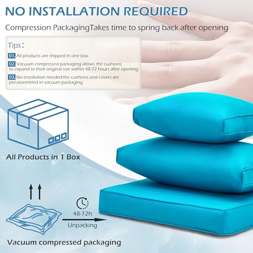 HOMREST Outdoor Replacement Cushions for Patio Furniture,Water-Repellent Sofa Cushion for 6-Seat Rattan Wicker Sectional Patio Conversation Sets,14-Piece Cushions Set for Outdoor Couch（Lake Blue） - color: Sky Blue, size: 6 Seat