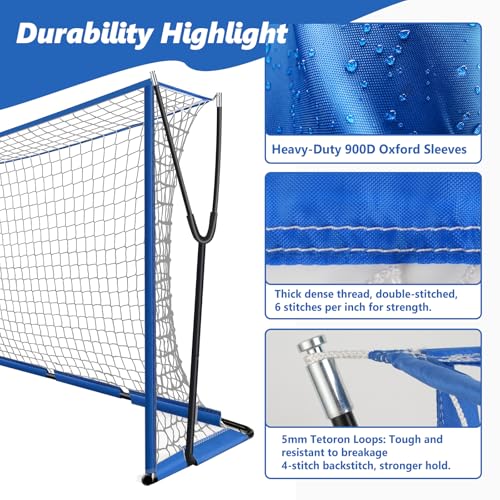 Soccer Net 12x6 ft, Soccer Goal for Backyard with Ultra Stable Outward Angled Metal Frame, 7-ply Tetoron, Portable Carry Bag - Easy Set Up for Youth & Adult Indoor Outdoor Practice - color: Blue