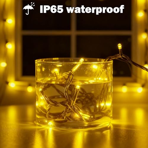 SOLARBABY 4 Pack Solar Christmas Lights Outdoor,Total 146Ft 400 LED Solar String Lights Outdoor with 8 Modes,Waterproof Warm White Fairy Light for Outside Garden Patio Xmas Tree Christmas Decoration - color: Warm White, size: 100LED*4