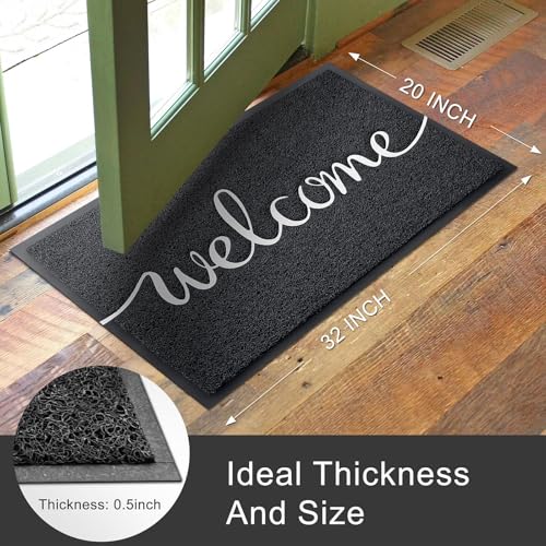 KILOCOCO Welcome Mat Outdoor Doormat Door Mat Non-Slip Front Door Mats for Entrance Indoor Floor Mats for Garage Patio High Traffic Areas Outside Rug 20"x32" Black - color: Welcome, size: 1'8" x 2'8" (Rectangular)