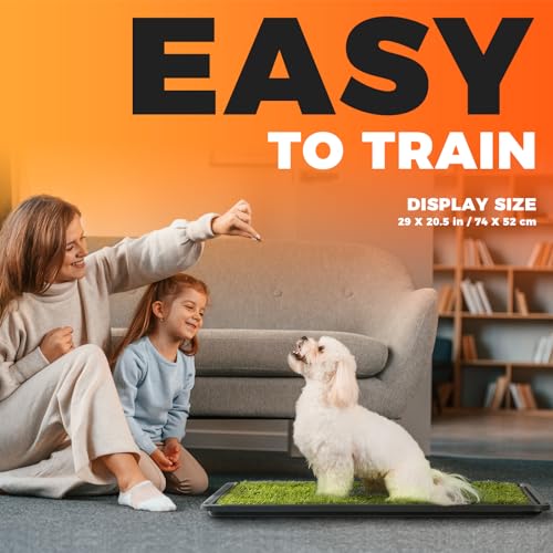 Hompet Dog Grass Pad with Tray Large, 29"x20.5", 2 Reusable Artificial Turf for Dogs Potty, Waterproof Non-Slip Washable Pee Pads, Quickly Absorbency Portable Dog Litter Box for Indoor/Outdoor Use - size: 29 X 20.5"