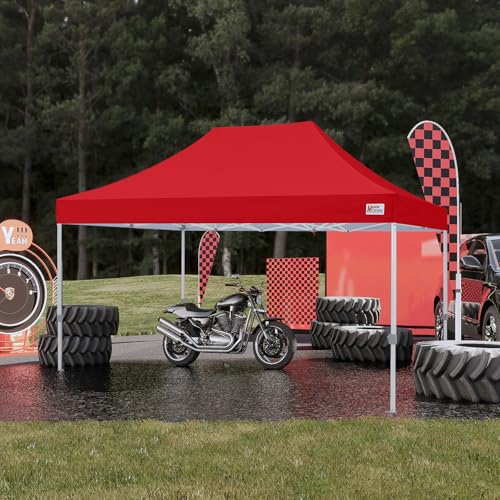 MASTERCANOPY Pop Up Canopy Tent Commercial Grade 10x15 Instant Shelter (Red) - color: Red, size: 10x15