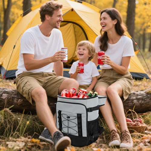 MIYCOO Cooler Backpack - 40 Cans Insulated Backpack Cooler for Men & Women, Portable 2 Leak Proof Compartments Coolers Bag for Beach Travel Picnic Lunch Hiking BBQ Camping - color: Gray