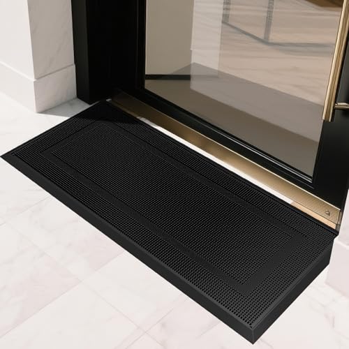 BEHERO Rubber Outdoor Mat, Anti Fatigue Rubber Floor Mats, Non-Slip Front Door Mats Entrance, Heavy Duty Pool Mat Outside for Entryway, Garage Doormat Waterproof, Black - size: 1'5" x 3' (Rectangular)