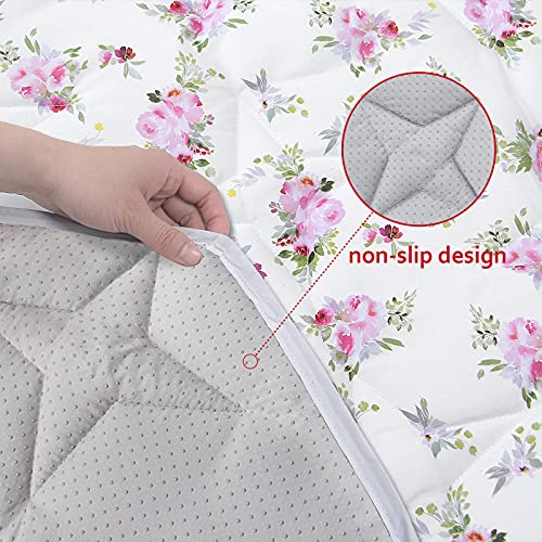 Hexagon Playpen Mat, Floral Print Baby Playmat fits Regalo Portable Play Yard 48 Inch, Six Pannel Playpen Kids Tent Mat Hexagon Rug Mat - color: Floral, size: for Regalo Play Yard 6 Panel