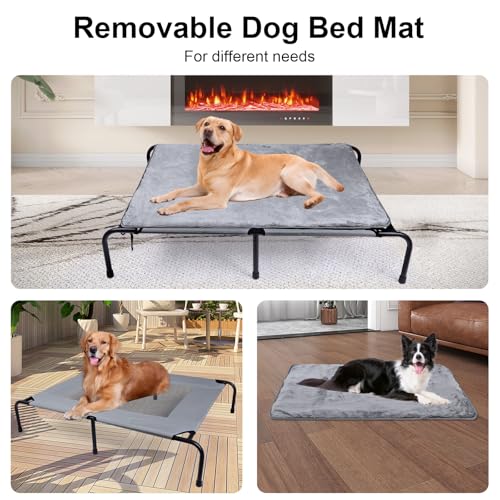 Outdoor Dog Elevated Bed for Large Dogs with Plush Mat, Durable Washable Raised Dog Beds, Indestructible Cooling Dogs Beds, Chew Proof Pet Cot Hammock for Large Breathable Outside (XL) - size: X-Large