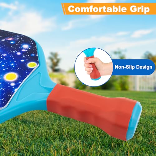 Outdoor Toys for Kids Pickleball Paddles - Outside Beach Yard Games Toy for Kid Ages 4-5-6-7-8-12 Year Old Boys & Girls Gifts, Balls Set of 2, Lightweight & Durable Grip for Small Hands, Beginner - color: YellowBlue