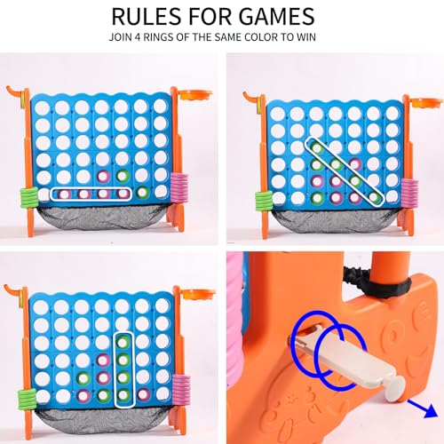 Giant 4 Row Game with Carrying Bag and Mesh Fabric .Giant 4-to-Score Game Set Suitable for Indoor and Outdoor Holiday Parties and Family Gatherings.（Orange） - color: Orange