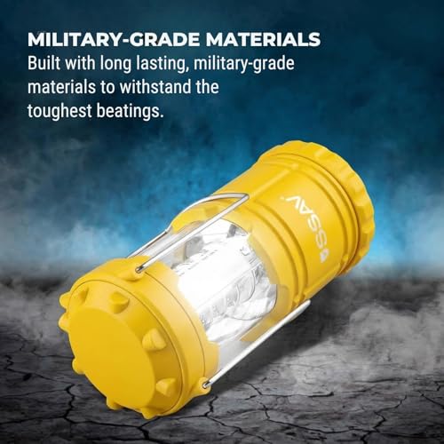 2 Pack LED Camping Lantern, LED Lanterns, Suitable Survival Kits for Hurricane, Emergency Light for Storm, Outages, Outdoor Portable Lanterns, Collapsible (Batteries Included) - color: Yellow
