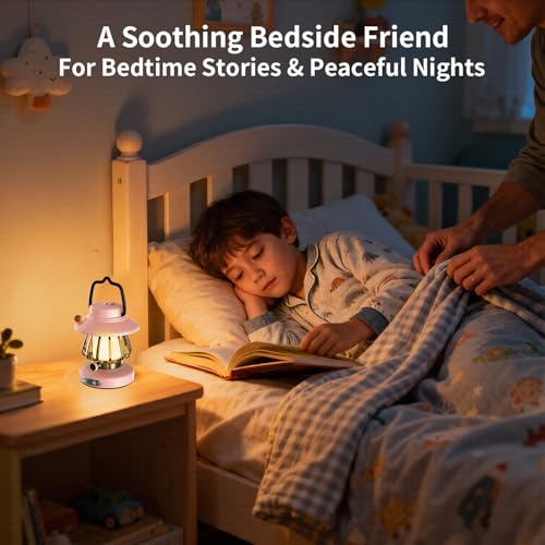 Kids Lantern with 3 Color Dimmable & USB-C Charging, Girls Night Light for Bedroom, Indoor Outdoor Adventures & Emergency Use Toddler Flashlight Camping Essentials for Kids (Pink) - color: Pink