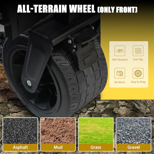 440 LBS Wagons Carts Foldable, Beach Cart with Big All-Terrain Wheels for Sand, Collapsible Folding Wagon with Cup Holders, Utility Carts for Camping, Beach, Garden and Shopping