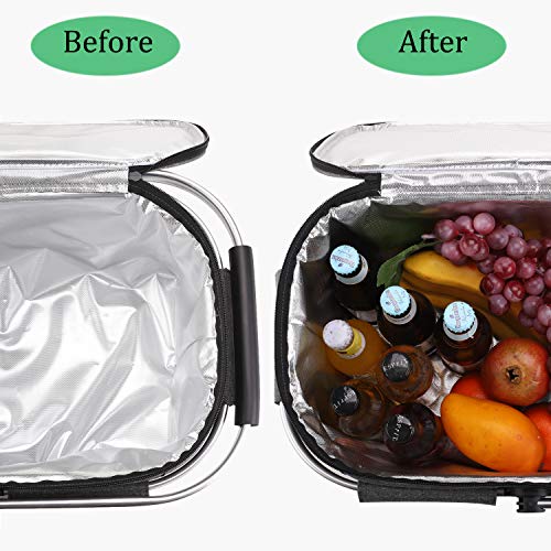 ALLCAMP Picnic Basket - 2 Ice Box Included 32L Insulated Cooler, Thickening Foldable Picnic Basket with Removable Baskets & Sewn-in Frame, Basket for House Warming Gifts New Home(Smoke Gray) - color: Smoke Gray, size: Large